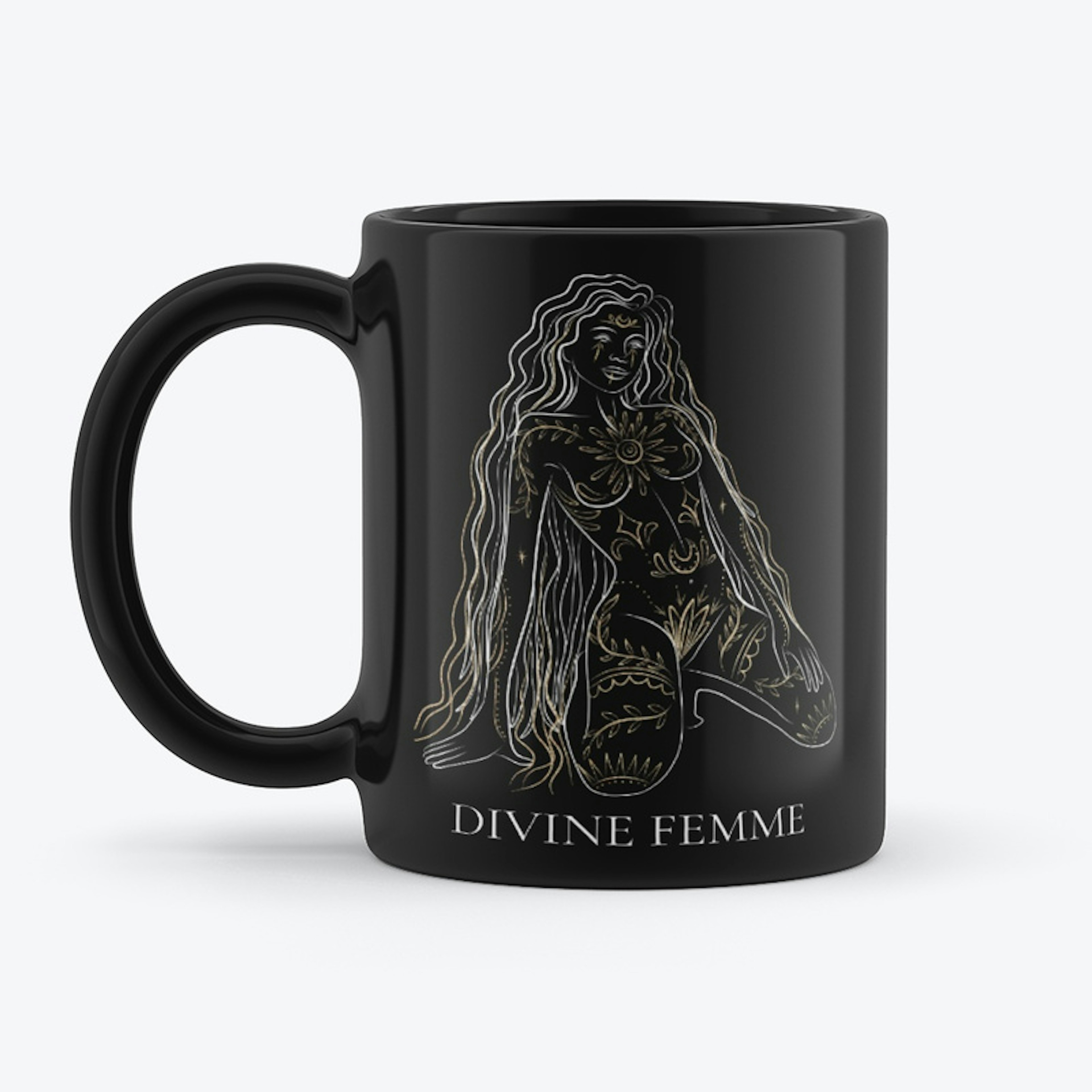 Divine Femme Goddess Coffee Mug (Black)